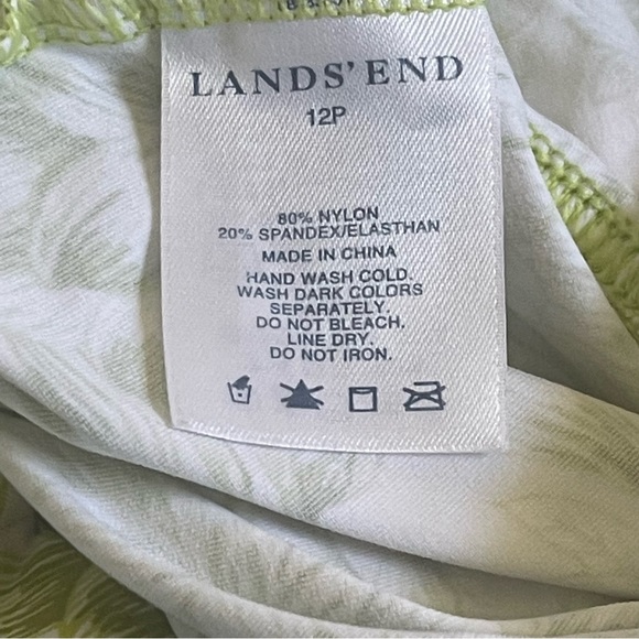 Lands End Womens Tankini Top Swimwear Green Floral Adjustable Strap Stretch 12P - Picture 6 of 8